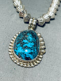 One Of Best Native American Navajo Bisbee Turquoise Sterling Silver Necklace-Nativo Arts