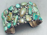 Jamie Kee 116 Grams Vintage Native American Navajo Green Turquoise Sterling Silver Bracelet-Nativo Arts