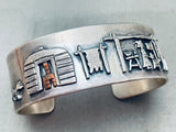 Important Clare Leee Vintage Native American Navajo Sterling Silver Hogan Bracelet-Nativo Arts