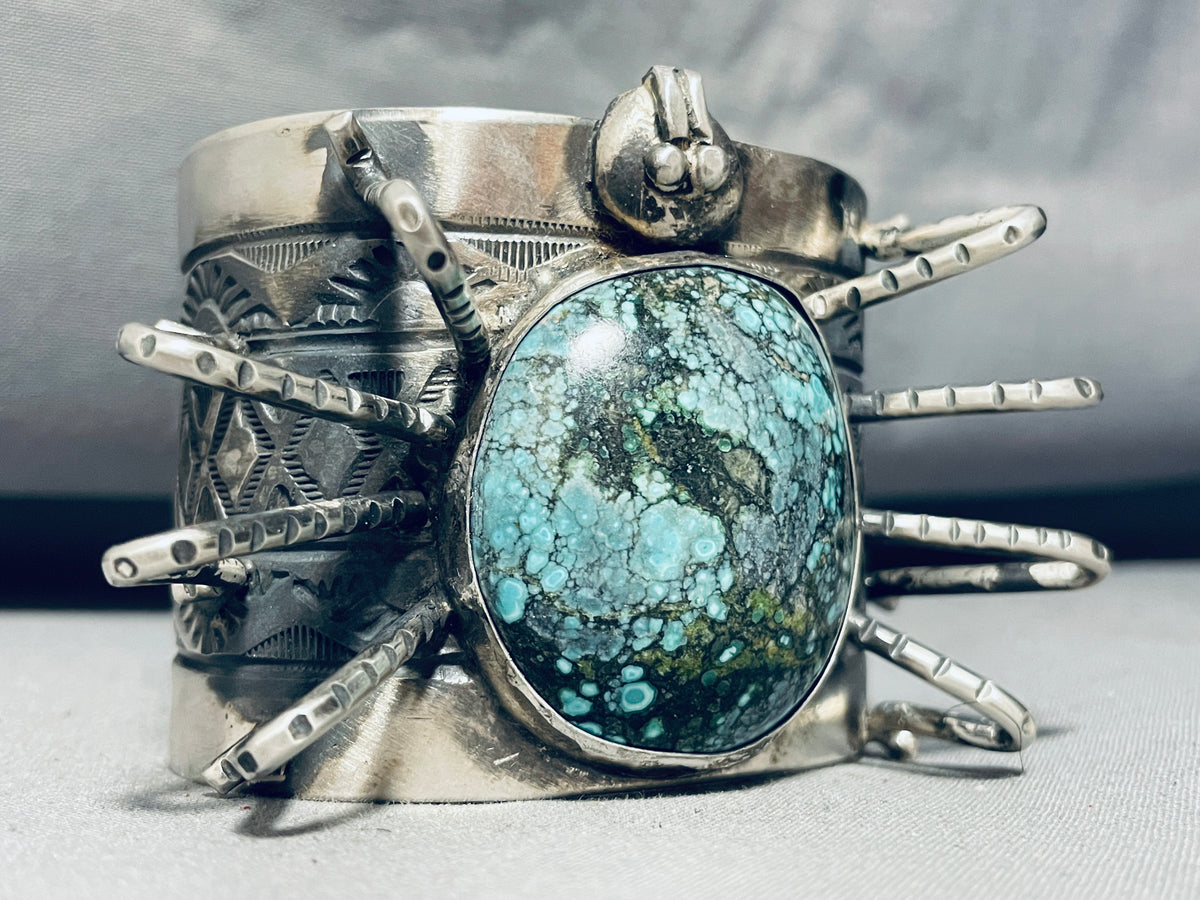 205 Grams!!! Heavy Native American Navajo Turquoise Spider Sterling Si ...