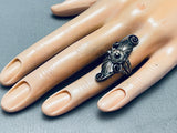 Swirling Leaf Works Vintage Native American Navajo Sterling Silver Ring-Nativo Arts
