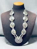 Gasp!! All Silver Vintage Navajo Sterling Squash Blossom Necklace-Nativo Arts