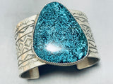 Noteworthy Native American Navajo Spiderweb Turquoise Sterling Silver Bracelet Signed-Nativo Arts