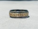 Fascinating Vintage Native American Navajo Sterling Silver 14k Gold Overlay Solid Ring-Nativo Arts