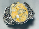 Native American Heavy Yellow Jasper Vintage Sterling Silver Bracelet-Nativo Arts