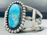 Tremendous Vintage Native American Navajo Pilot Mountain Turquoise Sterling Silver Bracelet-Nativo Arts