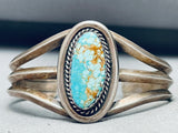 Stunning Vintage Native American Navajo #8 Turquoise Sterling Silver Bracelet-Nativo Arts