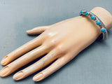 One Of The Best Vintage Native American Navajo Lan Secatero Sterling Silver Turquoise Bracelet-Nativo Arts