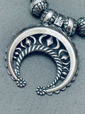 Womens Fab Vintage Sterling Silver Squash Blossom Necklace-Nativo Arts