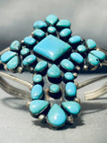 Rich Begay Vintage Native American Navajo Turquoise Cross Sterling Silver Bracelet-Nativo Arts