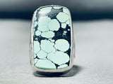 Stunning Native American Navajo Green Waterweb Turquoise Sterling Silver Immense Ring-Nativo Arts