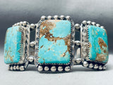 Helen Harrison Vintage Native American Navajo Squared Turquoise Sterling Silver Bracelet