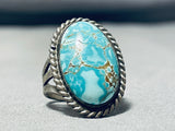 Vibrant Vintage Native American Navajo Carico Lake Turquoise Sterling Silver Ring-Nativo Arts