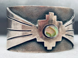 Wide Hand Tooled Vintage Southwest Sterling Silver Shell Bracelet