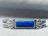 Thick Silver Vintage Native American Navajo Sterling Lapis Bracelet Cuff-Nativo Arts
