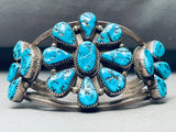One Of Biggest Teardrop Stone Turquoise Vintage Native American Navajo Sterling Silver Bracelet-Nativo Arts
