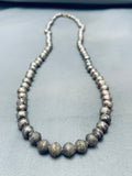 Native American Early 1900's Hand Tooled Vintage Navajo Coin Or Sterling Silver Necklace Old-Nativo Arts