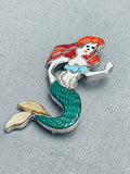 The Little Mermaid Vintage Native American Zuni Turquoise Inlay Pin Ariel-Nativo Arts