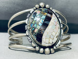 Most Unique Vintage Native American Navajo Abalone Pearl Sterling Silver Inlay Bracelet-Nativo Arts