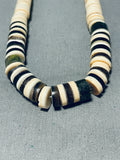 Native American Classic Vintage Santo Domingo Serpentine Shell Sterling Silver Necklace-Nativo Arts