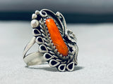 Special Vintage Native American Navajo Coral Sterling Silver Ring-Nativo Arts