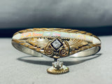 Very Rare Vintage Native American Navajo Gold Opal Sterling Silver Inlay Bracelet-Nativo Arts