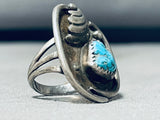 Amazing Vintage Native American Navajo Spiderweb Turquoise Sterling Silver Ring-Nativo Arts