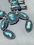 Gasp! Vintage Native American Navajo Bisbee Turquoise Sterling Silver Squash Blossom Necklace-Nativo Arts