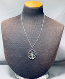 Dazzling Native American Navajo Turquoise Coral Sterling Silver Dreamcatcher Necklace