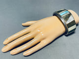 7 Inch Wrist Rare Vintage Native American Navajo Turquoise Inlay Sterling Silver Bracelet-Nativo Arts