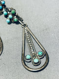Early Vintage Native American Zuni Turquoise Snake Eyes Sterling Silver Earrings Old-Nativo Arts