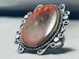 Red Purple Vintage Native American Navajo Petrified Wood Sterling Silver Ring Old-Nativo Arts