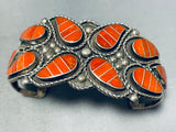 One Of The Best Vintage Native American Zuni Coral Inlay Sterling Silver Bracelet-Nativo Arts