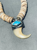 Native American Rare Vintage Santo Domingo Blue Gem Turquoise Shell Sterling Silver Necklace-Nativo Arts
