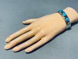 Superior Vintage Native American Navajo Carico Lake Turquoise Sterling Silver Bracelet-Nativo Arts