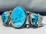 Native American Astonishing Vintage Santo Domingo Morenci Turquoise Sterling Silver Bracelet-Nativo Arts