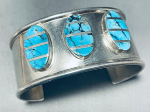 One Of Most Rare Vintage Native American Navajo Blue Diamond Turquoise Sterling Silver Bracelet-Nativo Arts