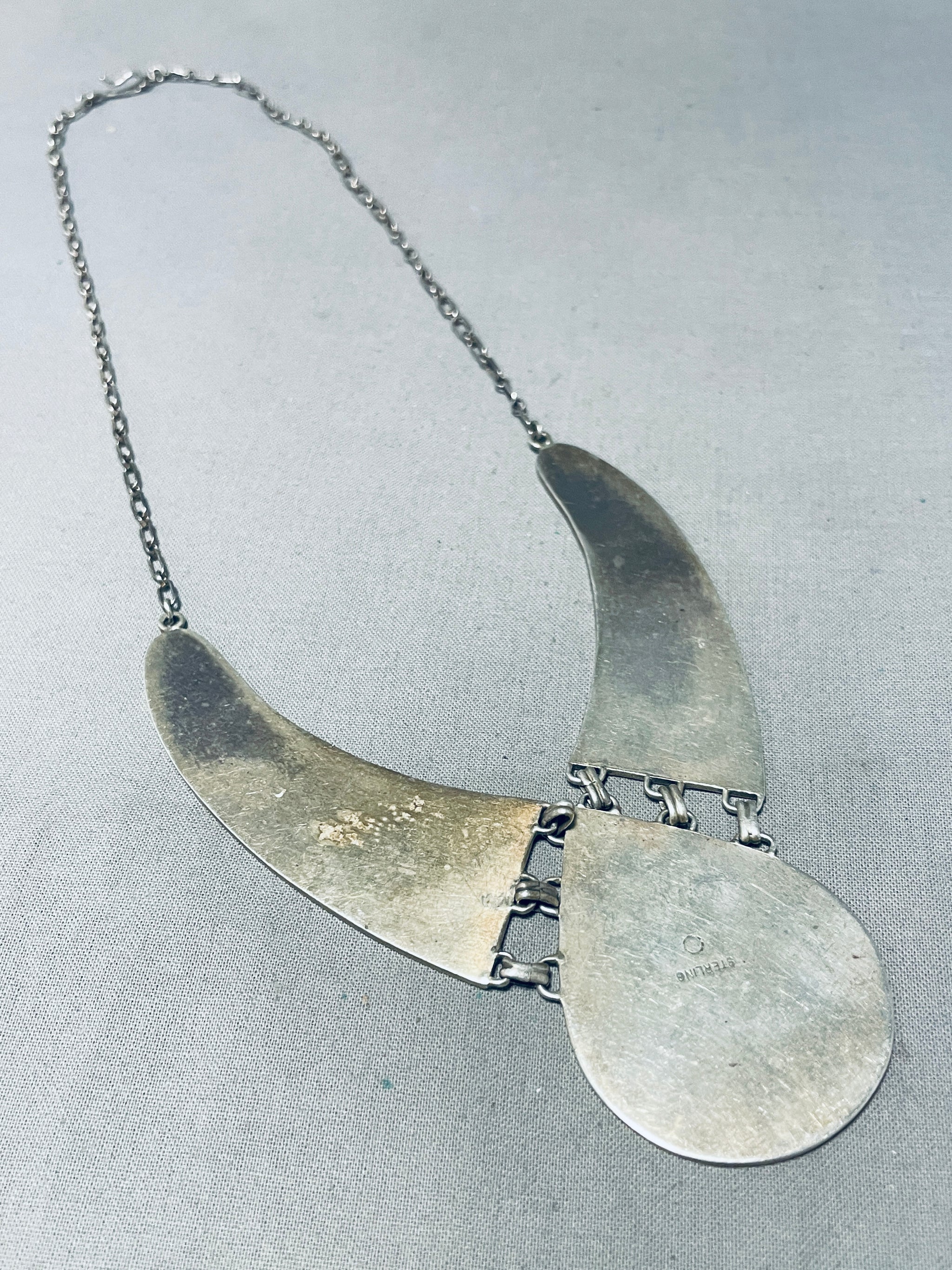Rare Vintage Native American Hopi Sterling Silver Chiseled Overlay