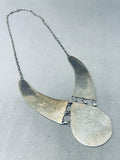 Rare Vintage Native American Hopi Sterling Silver Chiseled Overlay Sunface Necklace-Nativo Arts