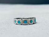 Unique Vintage Native American Navajo Turquoise Inlay Sterling Silver Ring Old-Nativo Arts