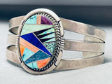 One Of The Best Vintage Native American Navajo Inlay Turquosie Sterling Silver Bracelet-Nativo Arts