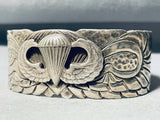 Us Army Vintage Native American Navajo Sterling Silver Hand Tooled Bracelet-Nativo Arts