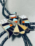 Astounding Vintage Native American Zuni Turquoise Sterling Silver Thunderbird Bolo-Nativo Arts