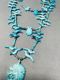 One Of The Best Ever Vintage Navajo Fetish Bird Turquoise Necklace-Nativo Arts