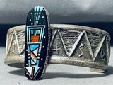 Cosmic Heavy Green Turquoise Native American Navajo Sterling Silver Sturdy Bracelet-Nativo Arts