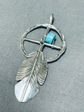 Ben Begaye Native American Navajo Turquoise Sterling Silver Dreamcatcher Pendant-Nativo Arts