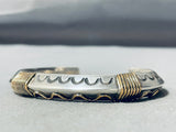 Heavy Hand Tooled Gold And Sterling Silver Vintage Native American Navajo Bracelet-Nativo Arts