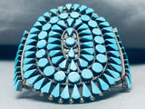 Unique Technique Flat Turquoise Vintage Native American Zuni Sterling Silver Bracelet-Nativo Arts