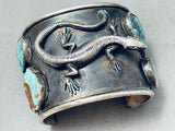 137 Grams Vintage Native American Navajo Turquoise Lizard Sterling Silver Bracelet-Nativo Arts