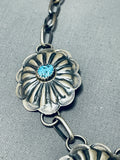 Exquisite Native American Navajo Old Kingman Turquoise Sterling Silver Concho Necklace-Nativo Arts